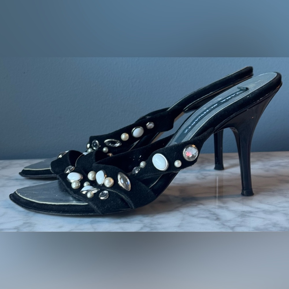 Mark Schwartz Jeweled Bedazzled  Slip On Sandal  Size 6